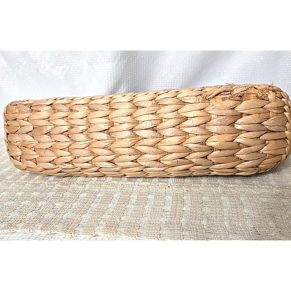 Vtg Cappelli Straworld Picket Fence Purse Wood Handles Rafia Lined Cottage Core - Picture 6 of 13